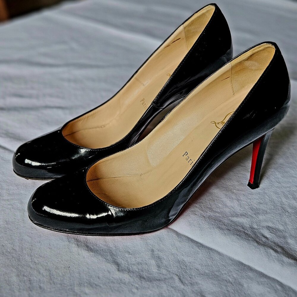 Christian Louboutin black patent high heels